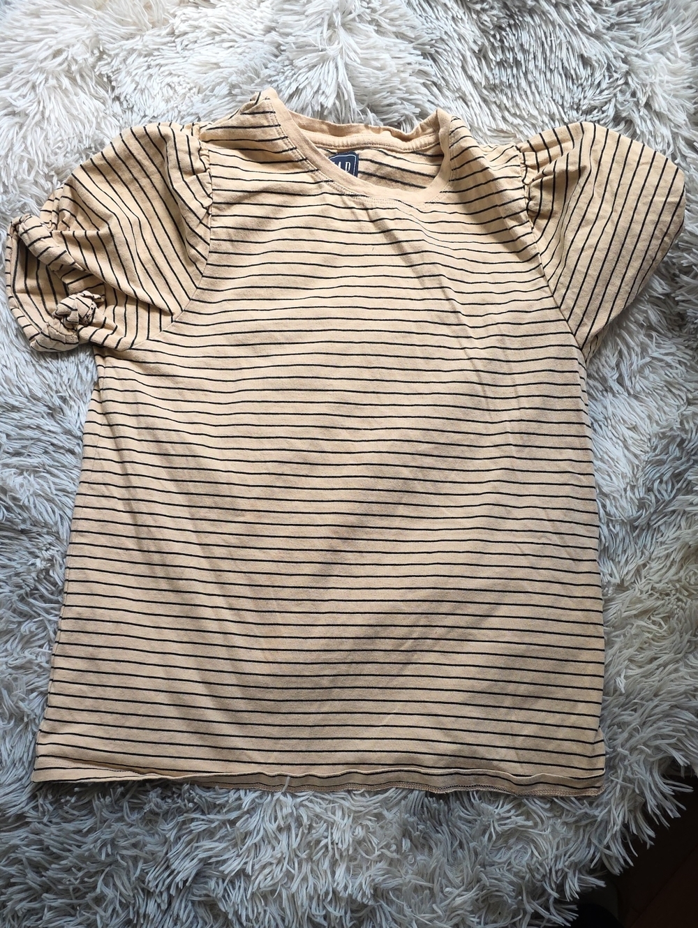 GAP Beige Tee with Thin Black Stripes
